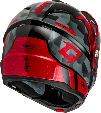 Md 74 Striker Modular Helmet W Red Shield Blk/Gry/Rd Mtlc Xl