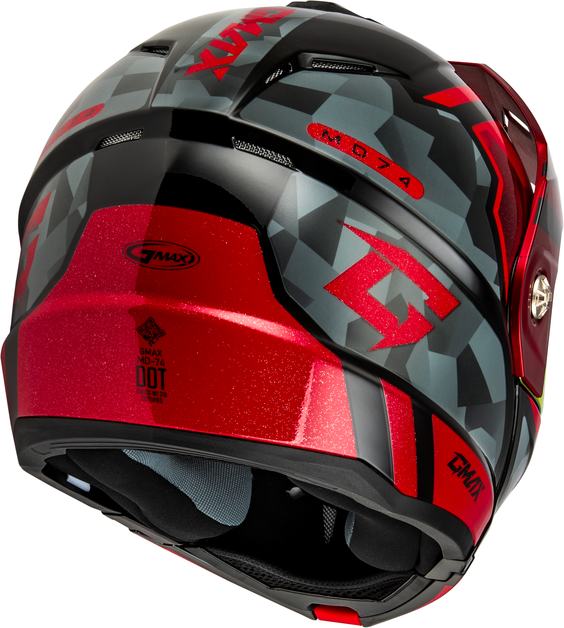 Md 74 Striker Modular Helmet W Red Shield Blk/Gry/Rd Mtlc Lg