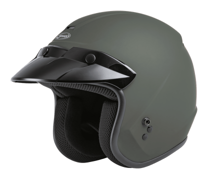 Of 2 Open Face Helmet Matte Green Md