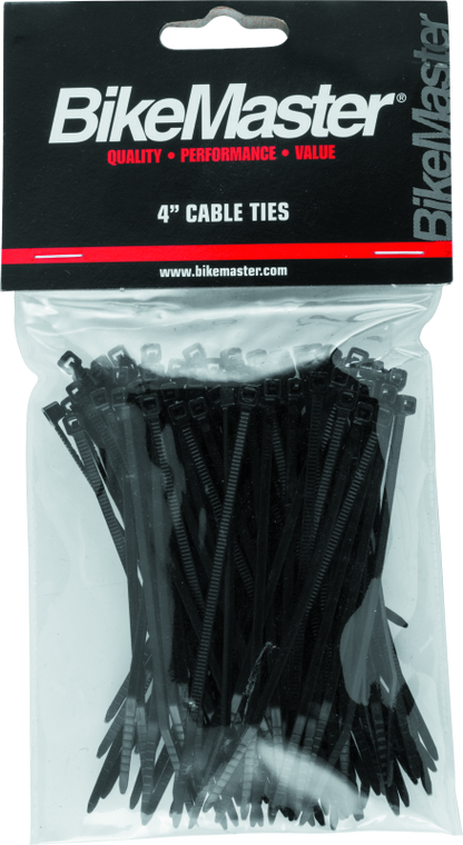 BikeMaster 4in Cable Ties (Pack of 100) - Black