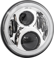 7" Led Headlight Full Halo Chr W/ Mnt Adapter