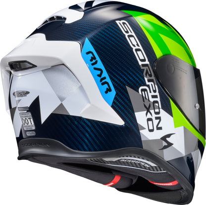Exo R1 Air Full Face Helmet Carbon Rastor Wht/Grn/Blue Lg