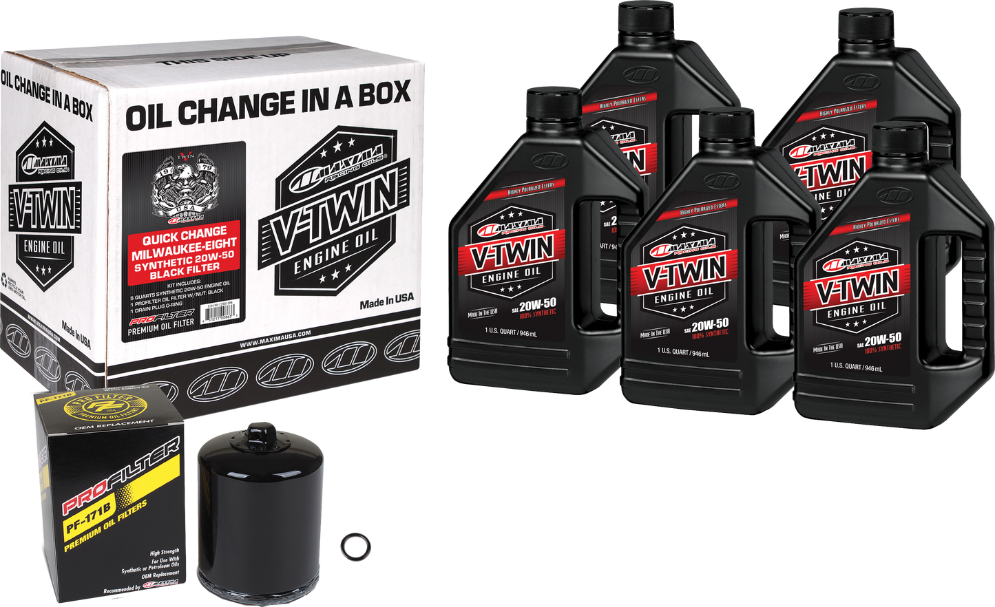 V Twin Syn Oil Change Kit M8 Black Filer