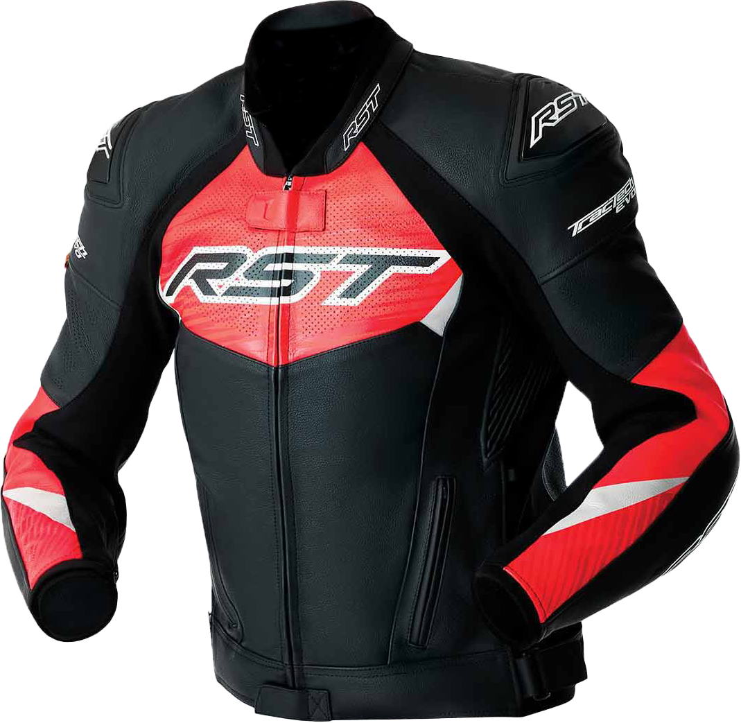 Tractech Evo D3o Jacket Blk/Flo Red Leather Xl