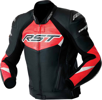 Tractech Evo D3o Jacket Blk/Flo Red Leather Sm