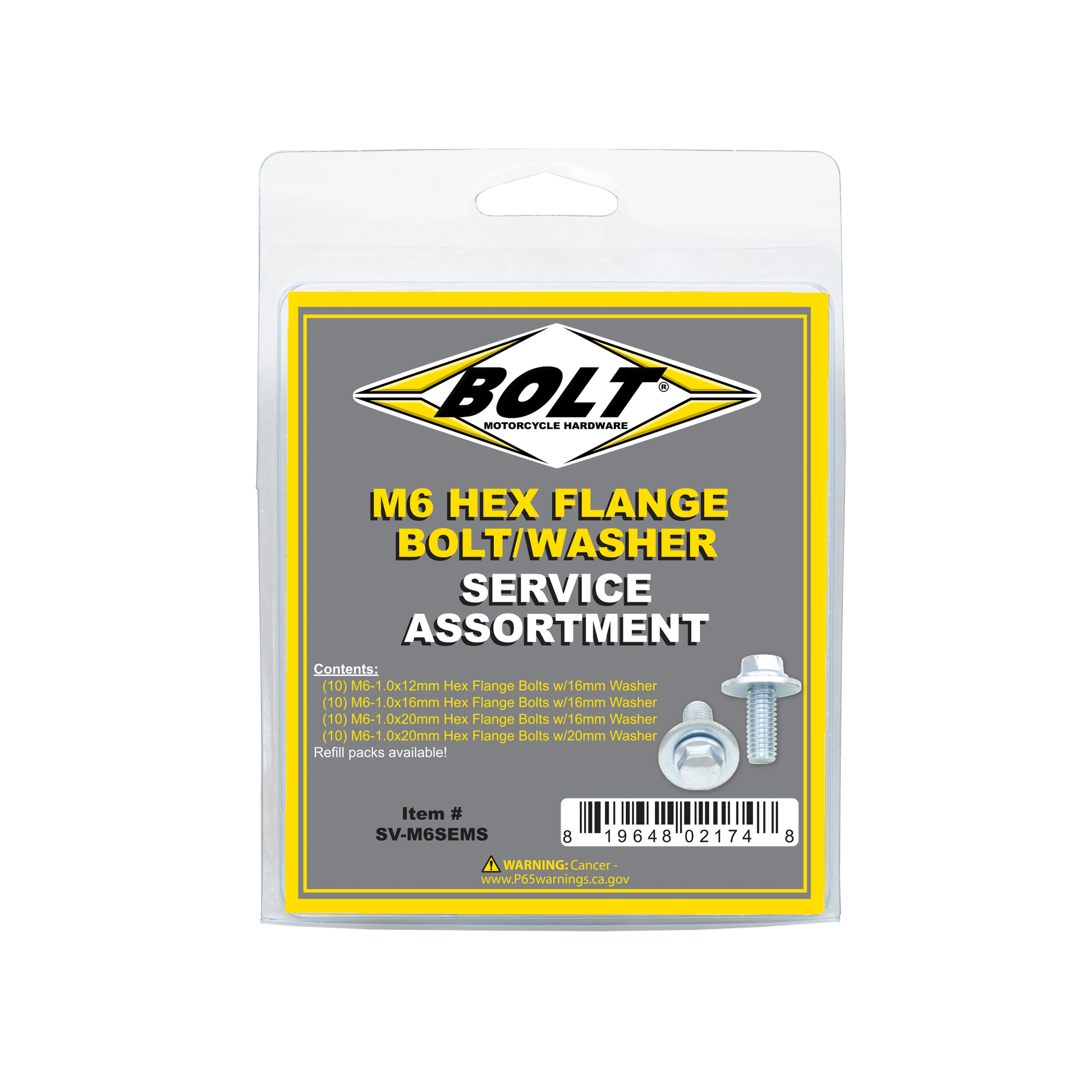 8mm Hex Flange Bolt Assortment W/16mm Washer 40 Piece Kit