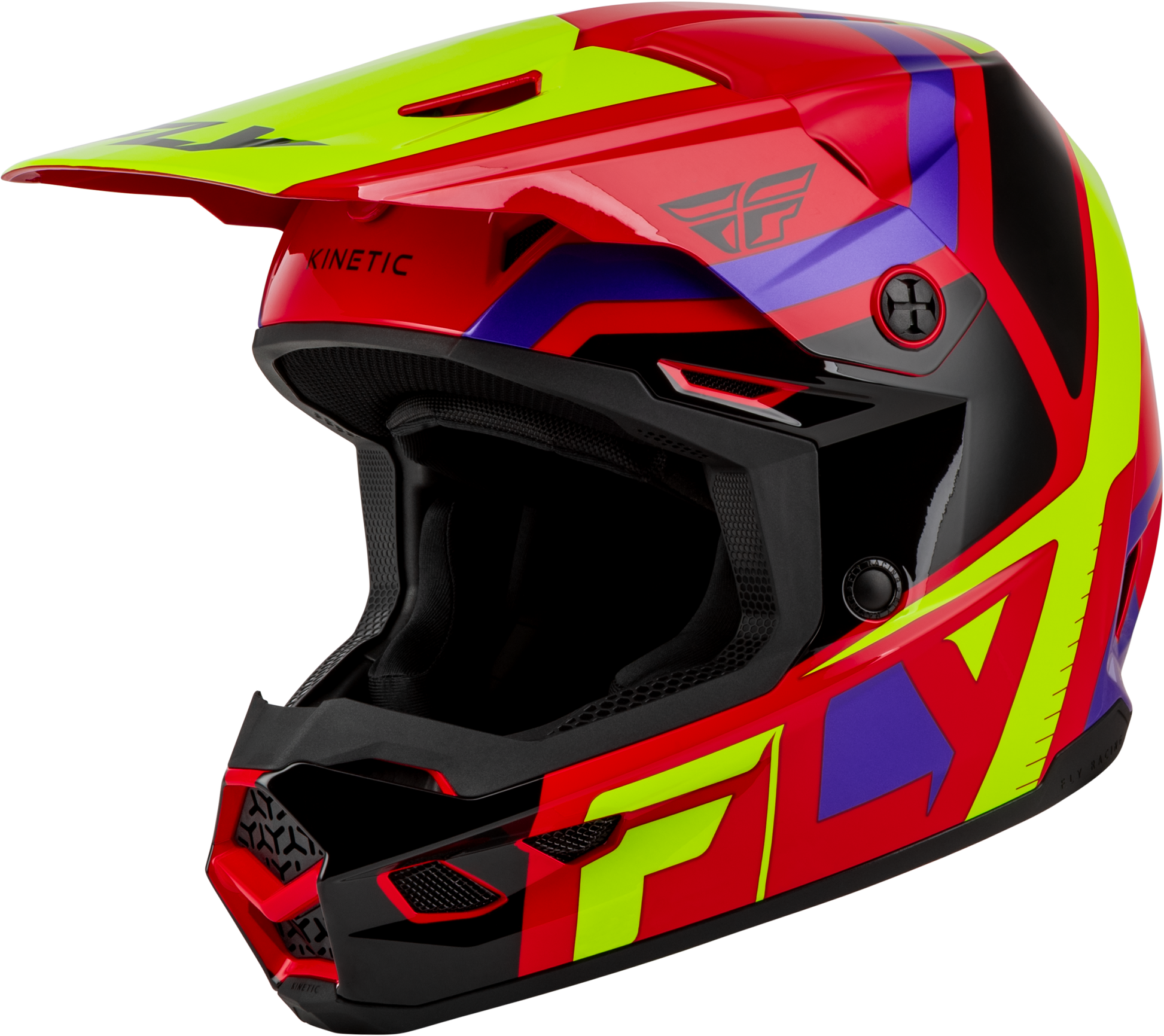 Youth Kinetic Scrap Helmet Red/Hi Vis/Purple/Black Ys