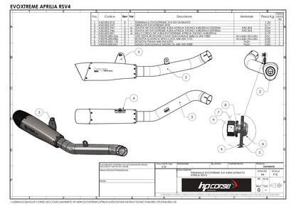 HP CORSE EVOXTREME Slip-on Exhaust with link pipe For Aprilla Tuono V4 (2011-2014)