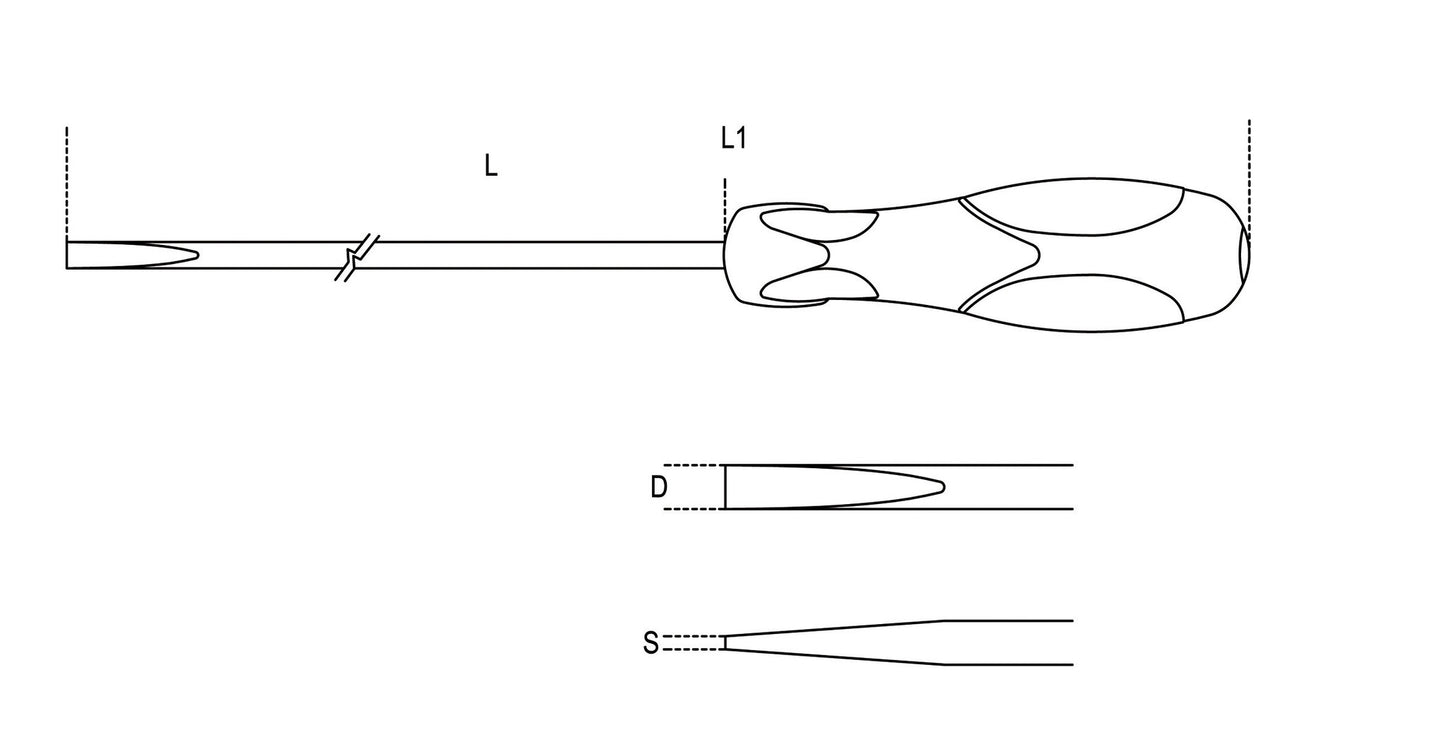 Beta Tools Model 1294  L 3X300-Screwdrivers Slotted Long