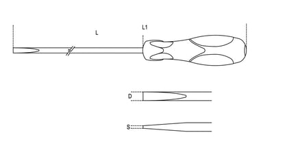 Beta Tools Model 1294  L 3X300-Screwdrivers Slotted Long