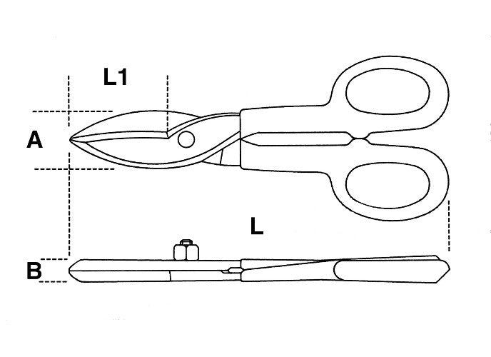 Beta Tools Model 1112  375-Tin Snips Straight Wide Blades