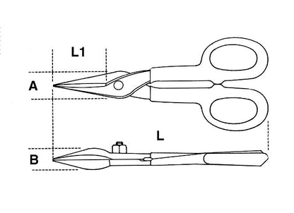 Beta Tools Model 1114  350-Tin Snips Straight Narrow Blade