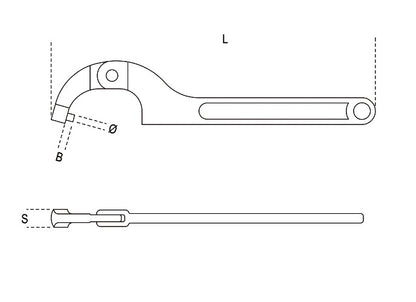 Beta Tools Model 99  St120-180mm-Hook Wrenches with Round Noses