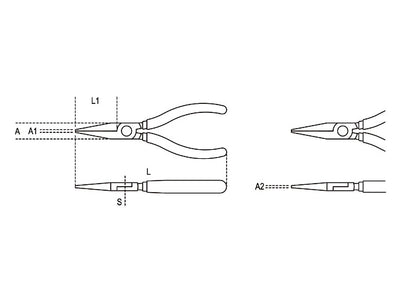 Beta Tools Model 1008  Bm160mm-Long Flat Knurled Nose Pliers