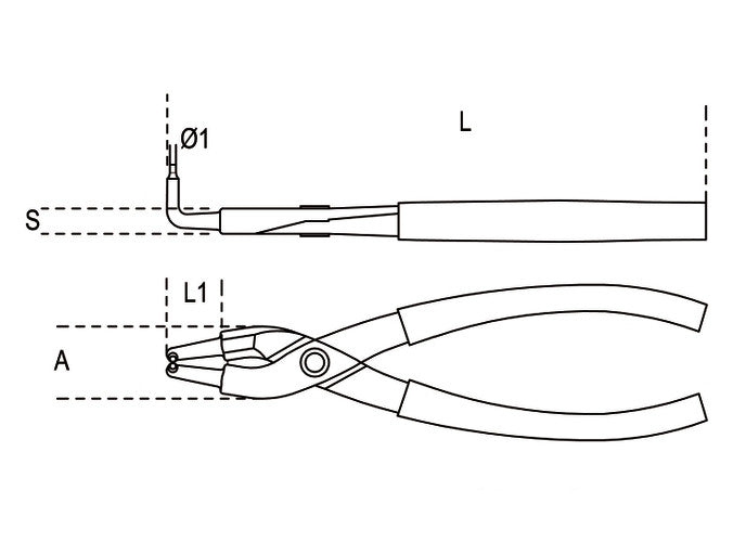 Beta Tools Model 1034  170mm-Internal Circlip Pliers 90Â°