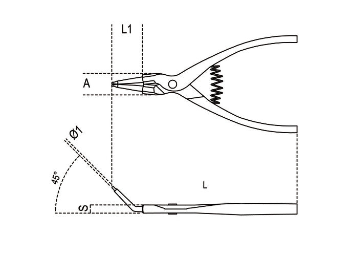 Beta Tools Model 1037  140X13mm-External Circlip Pliers 45Â°