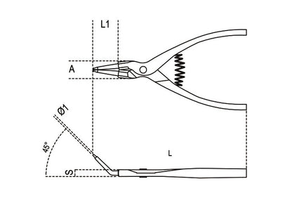 Beta Tools Model 1037  140X13mm-External Circlip Pliers 45Â°