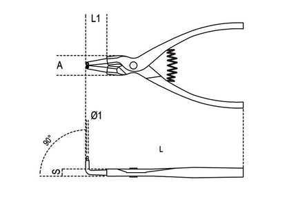 Beta Tools Model 1038  135X13mm-External Circlip Pliers 90Â°
