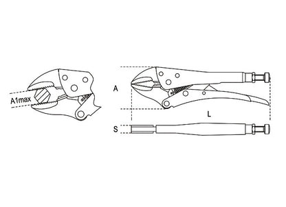 Beta Tools Model 1052  140mm-Self-Locking Pliers Concave Jaw