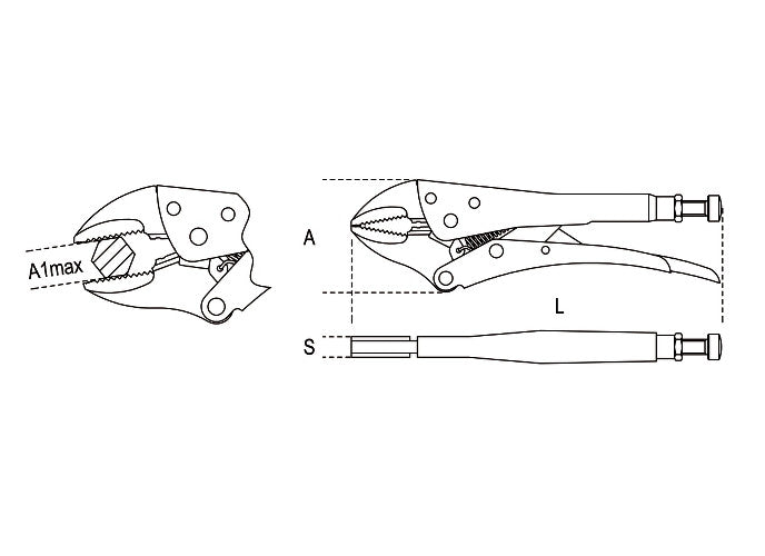 Beta Tools Model 1052  300mm-Self-Locking Pliers Concave Jaw