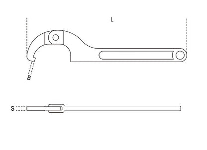 Beta Tools Model 99  Sq120-180mm-Hook Wrenches with Square Noses
