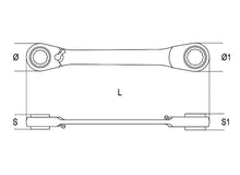 Beta Tools Model 195  17X19mm-Ratcheting Flat Bi-Hexagon Ring Wrenches