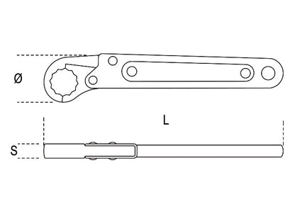 Beta Tools Model 120  32mm-Ratchet Opening Single Ended Wrenches