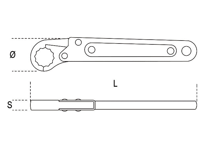 Beta Tools Model 120  11mm-Ratchet Opening Single Ended Wrenches
