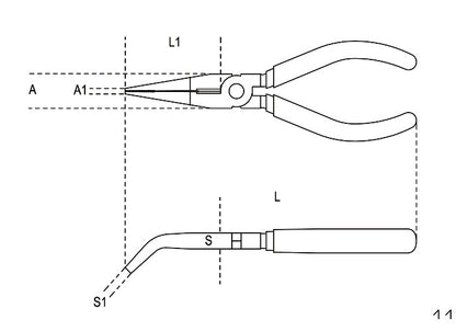 Beta Tools Model 1164  Bm200mm-Extra Long Bent Flat Nose Pliers