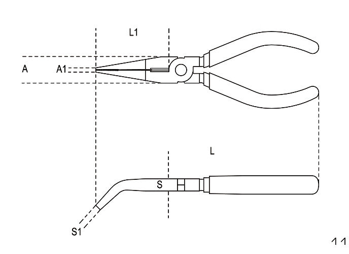 Beta Tools Model 1168  Bm200mm-Long Bent Needle Nose Pliers