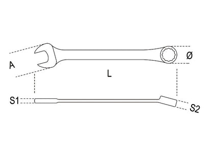 Beta Tools Model 142  C17x17mm-Ratcheting Combination Wrenches Straight Short