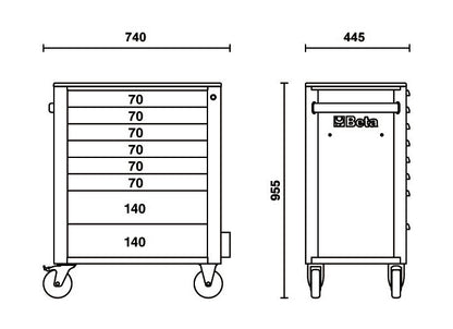 Beta Tools Model C24S  8/O-Mobile Roller Cab 8 Drawers Orange