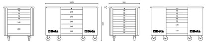Beta Tools Model C31  O-Mobile Workstation 28 Drawers Orange