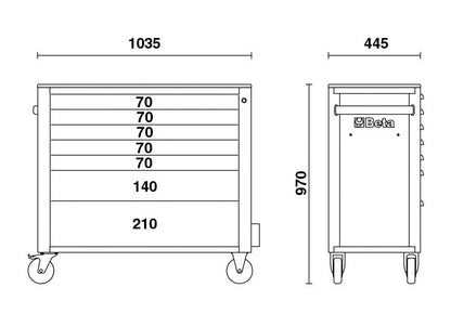 Beta Tools Model C24Sa  Xl 7/R-Roller Cab 7 Drawers  Long
