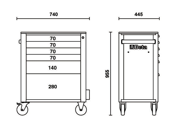 Beta Tools Model C24Sa  6/R-Roller Cab 6 Drawers  Anti-Tilt
