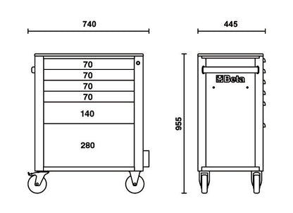 Beta Tools Model C24S  6/R-Mobile Roller Cab 6 Drawers Red