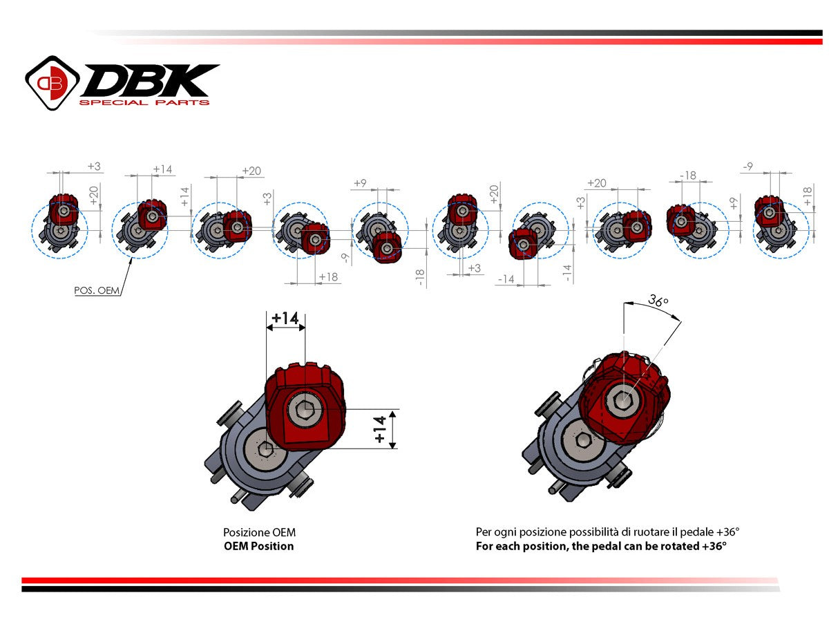 DBK Special Parts (Ducabike) Adjustable Rider 'SPORT' Footpegs for BMW R 1300 GS