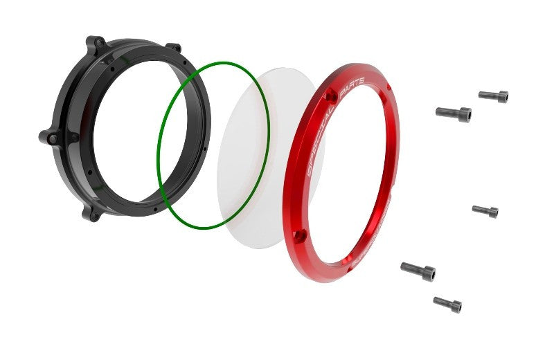 DBK Special Parts (Ducabike) Dual Color Clear Wet Clutch Cover for the Ducati Panigale 1299/1199/959  Superleggera (and 899 too with modification)