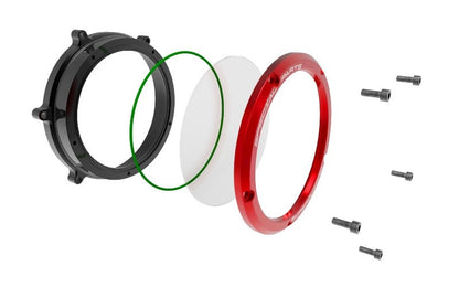 DBK Special Parts (Ducabike) Dual Color Clear Wet Clutch Cover for the Ducati Panigale 1299/1199/959  Superleggera (and 899 too with modification)