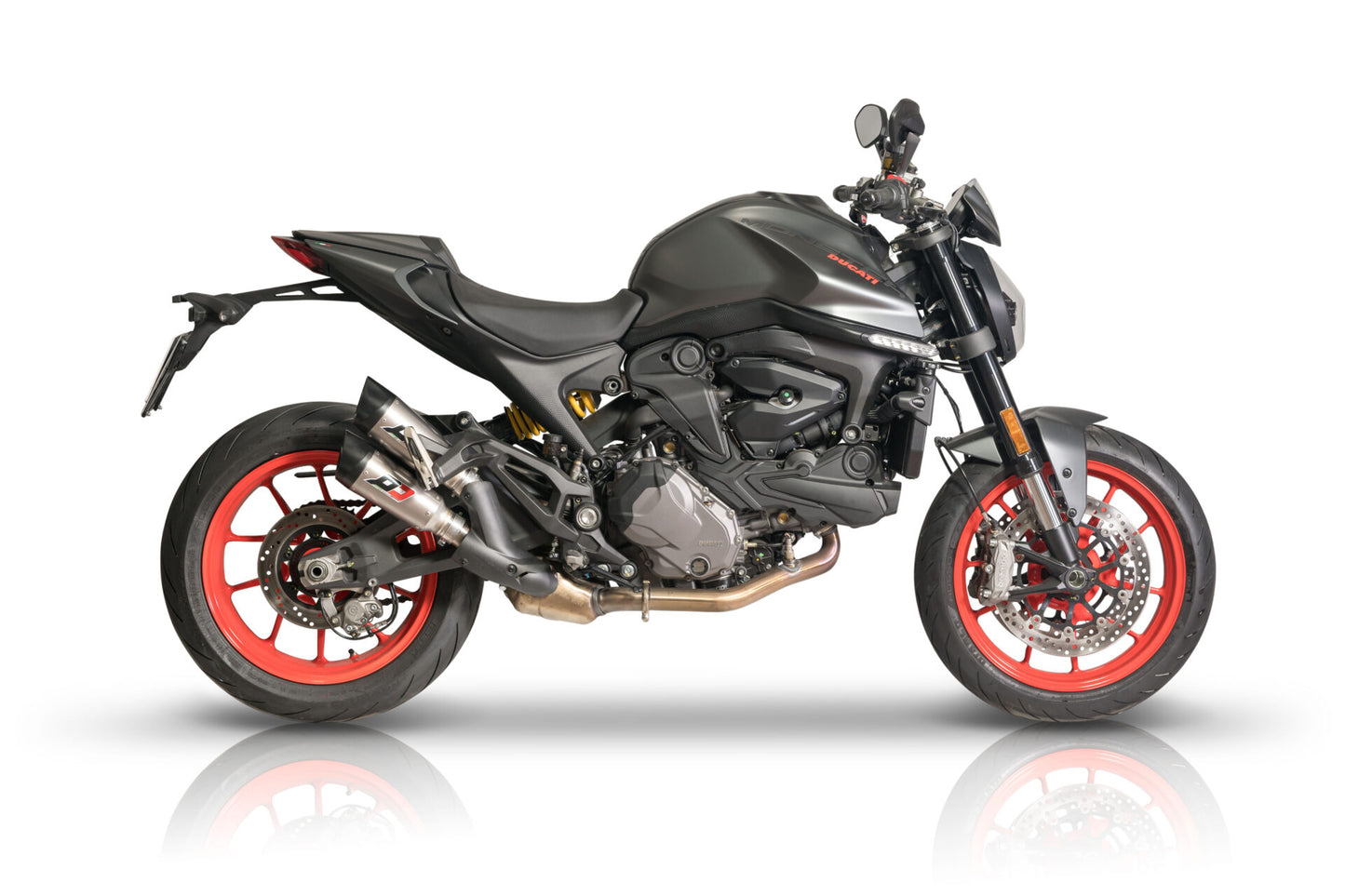 QD Exhaust Twin Gunshot Slip-on system for the Ducati Monster / + (937) 2021+