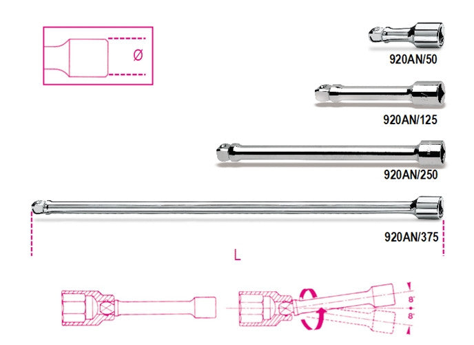 Beta Tools Model 920  An/250mm-1/2' Wobble Extension Bars