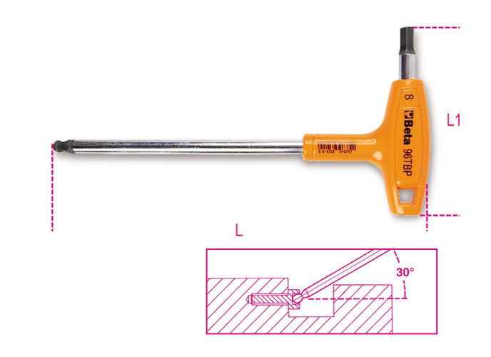 Beta Tools Model 96  T-Bp4mm-Ball Head offset Hexagon Key Wrenches