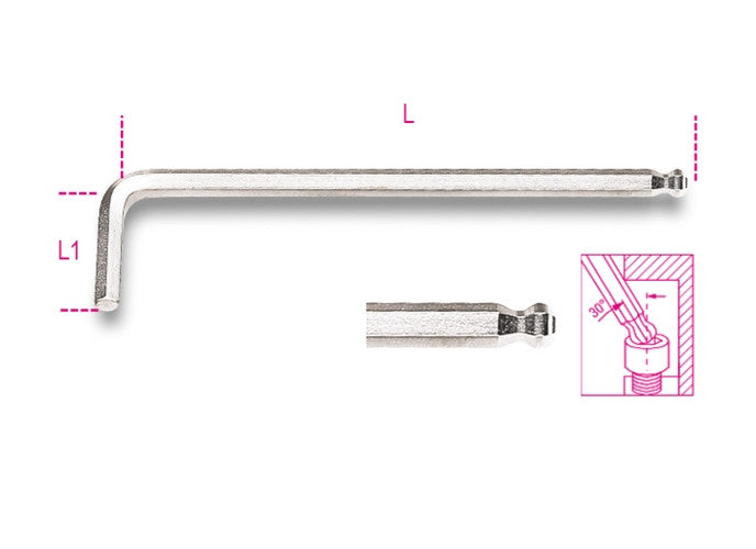 Beta Tools Model 96  Bpc2mm-Ball Head offset Hexagon Key Wrenches