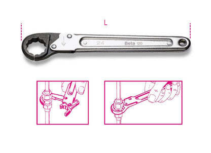 Beta Tools Model 120  19mm-Ratchet Opening Single Ended Wrenches