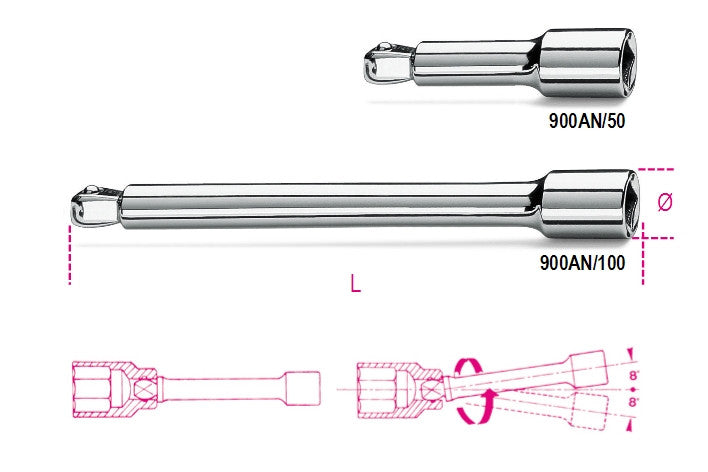 Beta Tools Model 900  An/100mm-1/4' Wobble Extension Bars