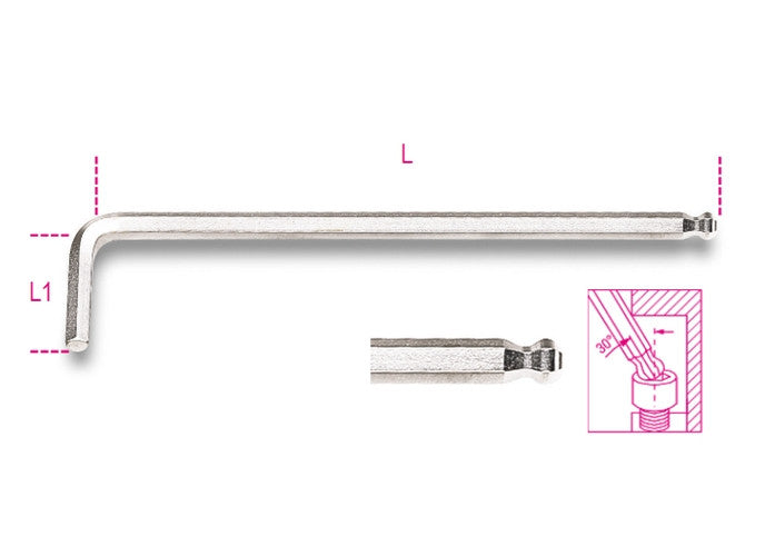 Beta Tools Model 96  Lbp2.5mm-Ball Head offset Hexagon Key Wrenches