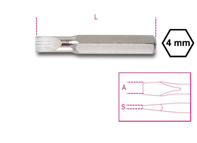 Beta Tools Model 1256  Lp0.4x2.0mm-Bits for Slotted Head Screws