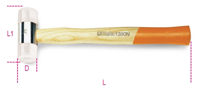 Beta Tools Model 1390N  28mm-Nylon Face Hammer Wooden Shaft