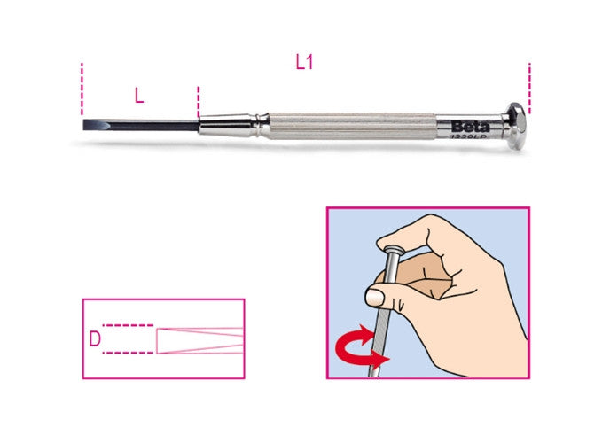 Beta Tools Model 1229  Lp1 2-Micro-Screwdriver Headless Slotted