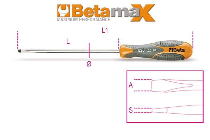 Beta Tools Model 1290  3X100-Screwdrivers Slotted Head